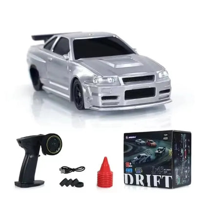 2.4G Höghastighets Drift Rc Bil 1/43 4WD Fjärrkontroll Bil Fyrhjulsdrift Radiostyrd Mini GTR Racing Modell Pojke Leksak Present