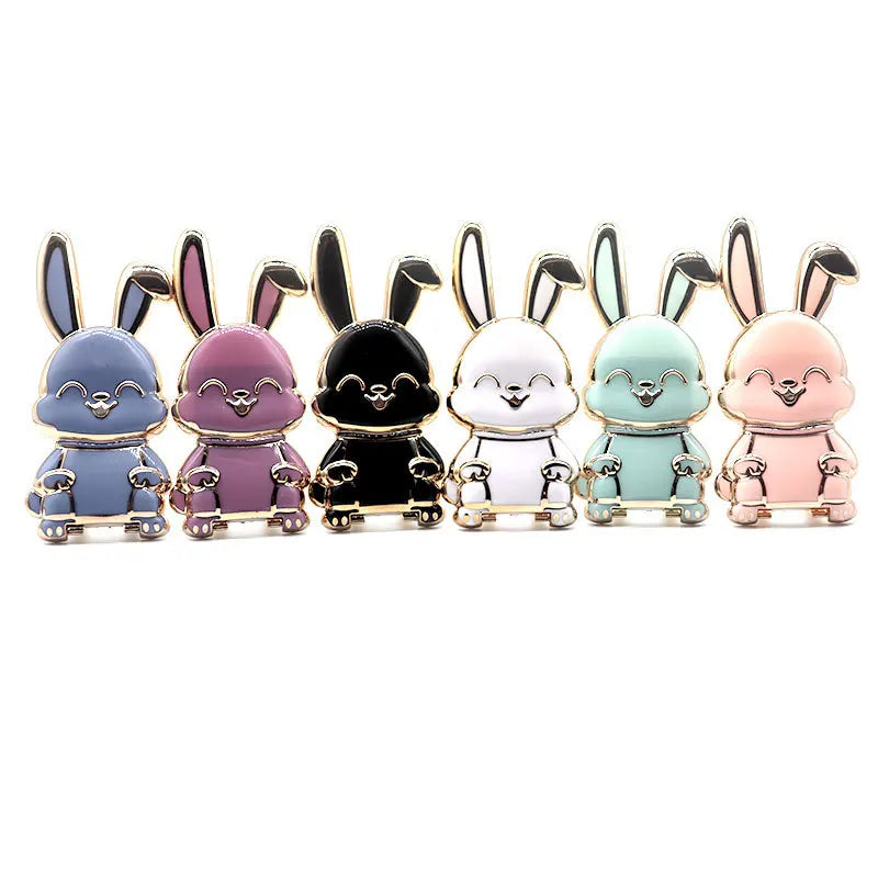 Bunny Finger Ring Hållare Mini Pull Rod Telefonställ Universal Telefon Vik Lazy Spänne Tredimensionell Back Sticker Pad Fäste