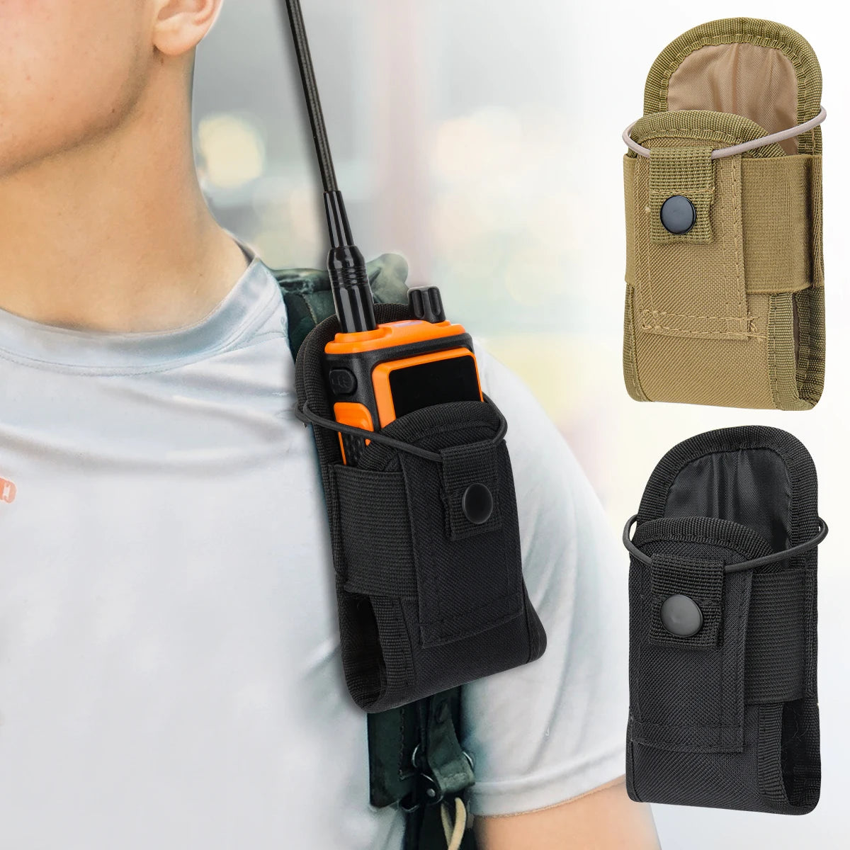 Taktisk Walkie Talkie Pouch Oxford Molle Radio Pouch Hållare Ficka Bärbar Utomhus Jakt Sport Midjeväska Interphone hölster