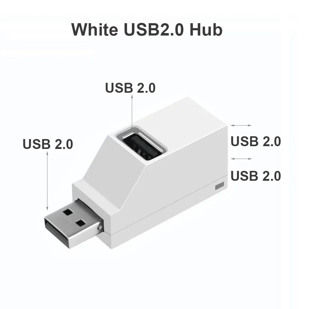 USB 3.0 HUB Adapter Extender Mini Splitter Box 1 till 3 portar Höghastighets USB 2.0 För PC Laptop U Diskkortläsare