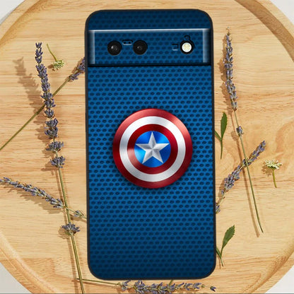 Marvel America Captain Cool Case för Google Pixel: Svart Silicon Shockproof Shell Cover