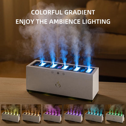 Desktop Ultrasound Flame Air Luftfuktare – 900 ML kapacitet, RGB LED-ljus, Dynamic Music Diffuser Mist Maker för hemmet