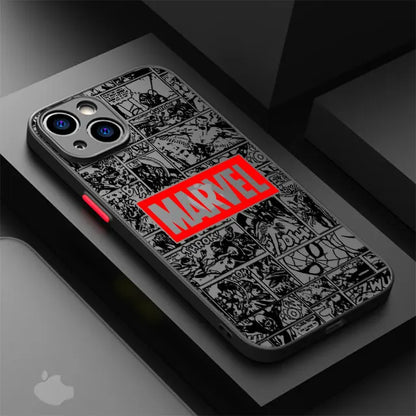 Marvel Spiderman Ironman telefonfodral för iPhone XR X 14 16 Plus XS Max 8 Plus 13 Mini 15 Pro Max 12 11 Pro 7 12 Pro Matt skal