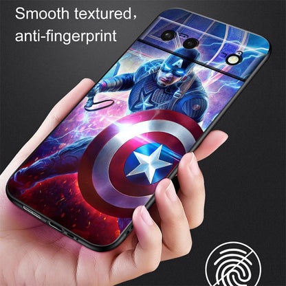 Marvel America Captain Cool Case för Google Pixel: Svart Silicon Shockproof Shell Cover