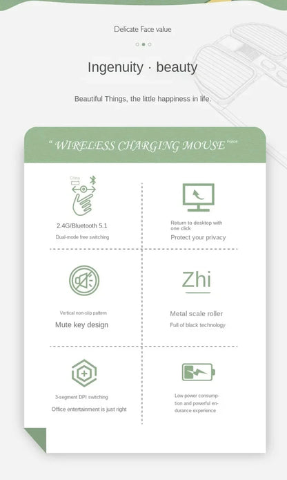 Xiaomi Mouse 2.4GHZ Trådlös Bluetooth Dual Mode Datormus Mute Charge Datorkontor Ultratunn modespelmus Ny