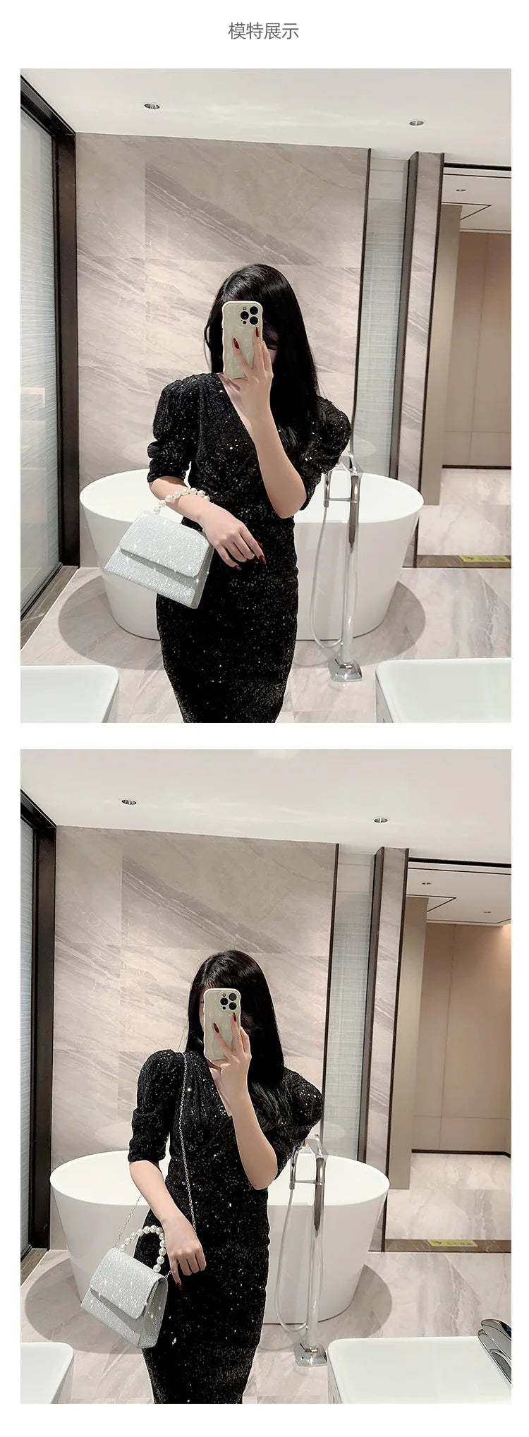 Diamond Square Dinner Handbag – Water Diamond Banquet Bag for Women's Evening Dress, Celebrity Qipao Small Bag