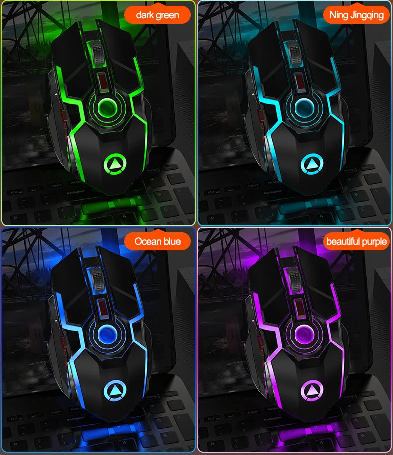 A5 Wireless Gaming Mouse 2.4G USB 7Buttons 1600DPI RGB Backlit Rechargeable Gamer Silent Mouse Gamer Mute Mice for PC Laptop