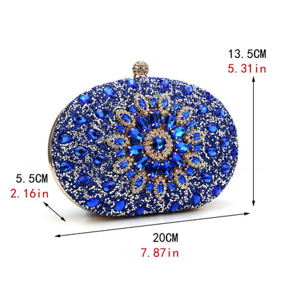 Flower Rhinestones Clutch: Evening Bag, Prom, Wedding Shoulder Handbag