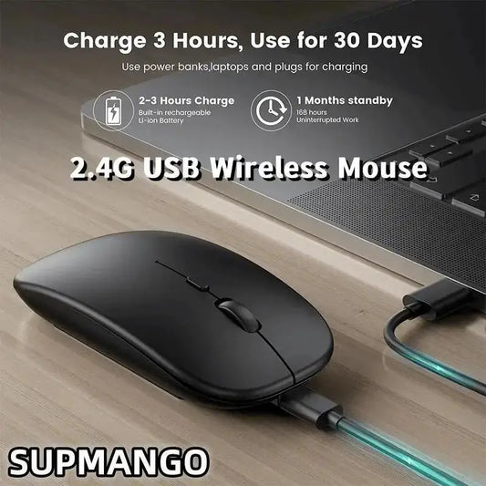 Rechargeable Wireless Mouse With 2.4GHz USB 1600DPI Mouse for Computer Laptop Tablet PC Macbook Gaming Mouse Gam