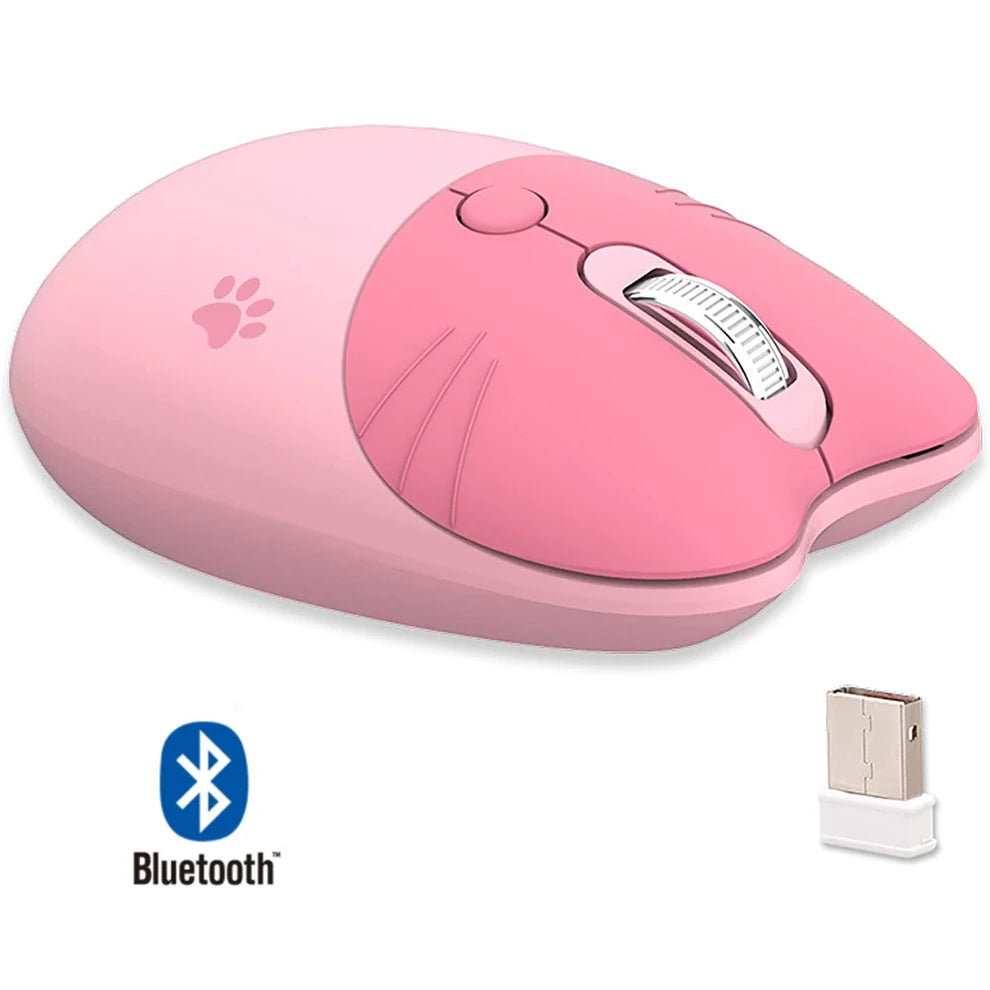 Mofi Bluetooth Wireless Mouse Computer Mouse Cute Cat 2.4G Wireless Mice Ergonomic Gaming Mouse Compatible with Ipad /Laptop