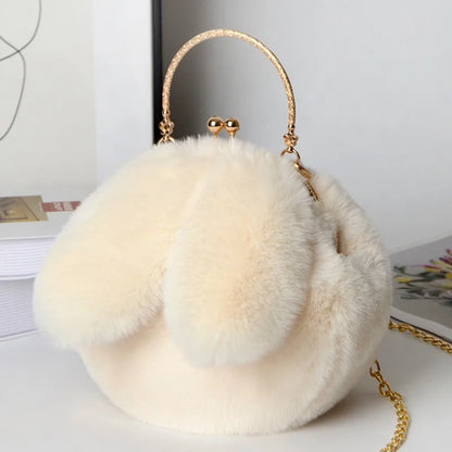 Cute Plush Rabbit Crossbody Bags for Women – Korean Version Cute Purses and Handbags, Girls New Rabbit Ear Shoulder Messenger Bag