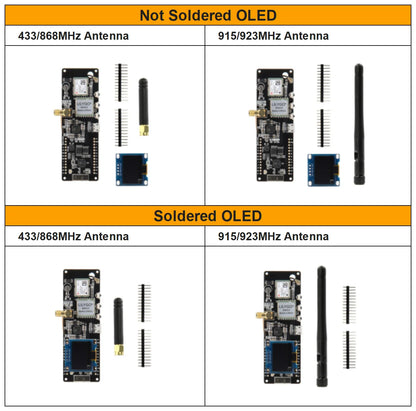 LILYGO® TTGO Meshtastic T-Beam V1.2 ESP32 LoRa 915MHz 433MHz 868MHz 923MHz WiFi BLE GPS Med 0,96 tum OLED 18650 batterihållare