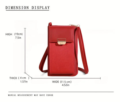 Trendy Women's Mobile Phone Shoulder Bag – Lock Design, Simple Line Small Square Messenger Bag