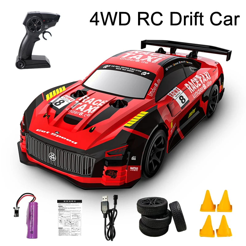 RC Sport Racing Car 1:18 Drift Car med 2 uppsättningar däck 2,4G Fjärrkontroll Modul 4WD RTR Billeksaker Barnpresenter