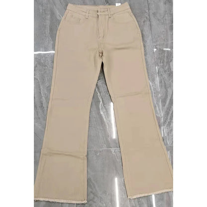 High Waist Brown Wide-Leg Jeans with Stretch Casual and Comfortable