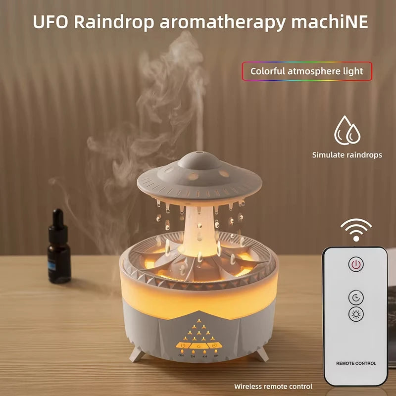 Rain Cloud Night Light Humidifier – Raining Water Drop Sound, 7 Color LED Light, Essential Oil Diffuser Aromatherapy