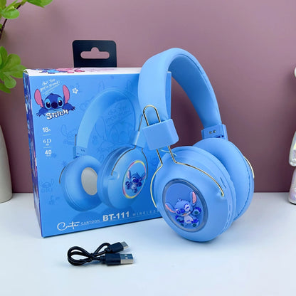 New Sanrio Kuromi Stitch Cartoon Bluetooth Sports Earphones with LED Flashing Wireless Headworn Gaming Esports Earphones