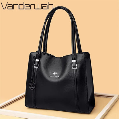 Genuine Soft Leather Handbags for Women Vintage Shoulder Tote Bag Luxury Designer Ladies Large Capacity Purse Bags Sac A Main