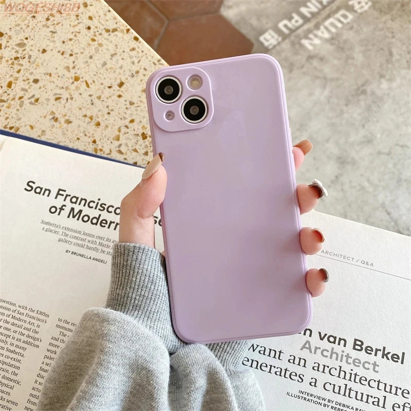 Luxury Liquid Purple Silicone Phone Case For iPhone 11 12 13 14 15 Pro Max Mini Xs X XR 6 6s 7 8 Plus SE Thin Soft Cover Fundas