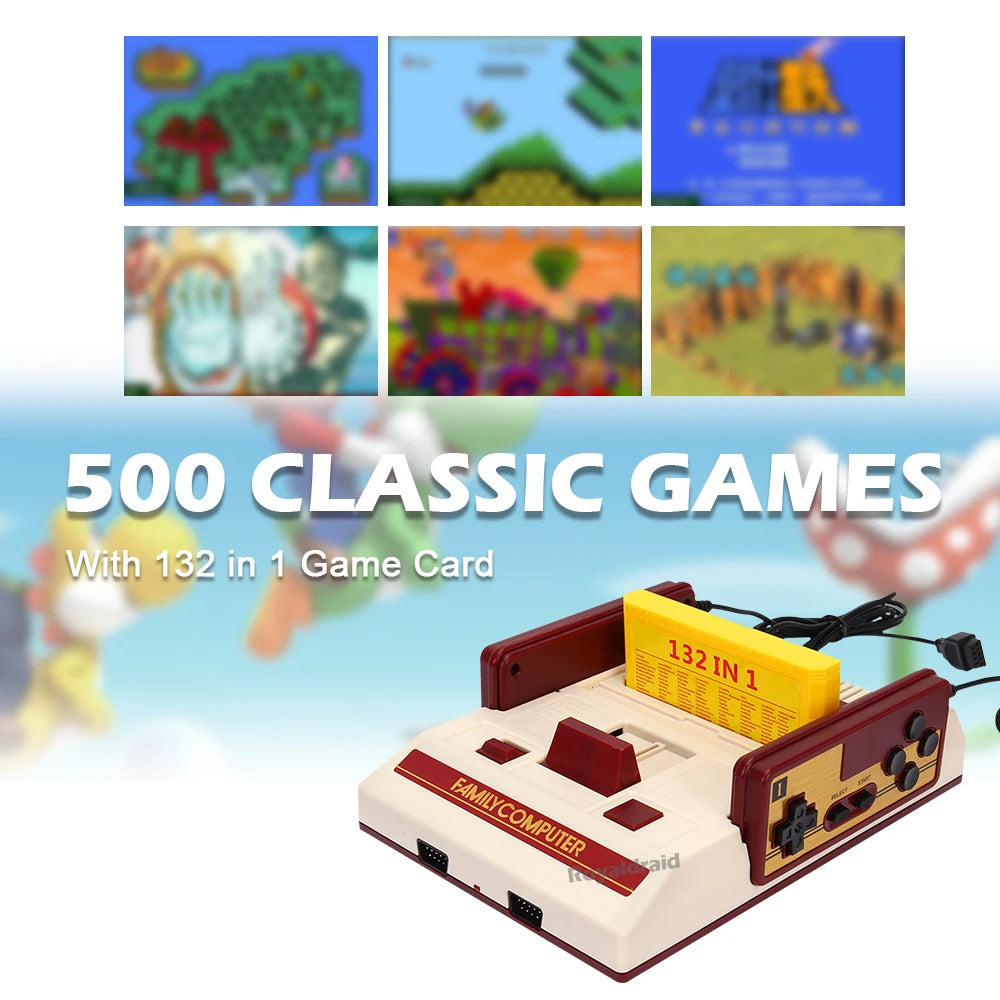 8 Bit Video Game Console Built in 500 Classic Games Family Computer TV Game Console Support Game Cartridge For FC Retro Gaming