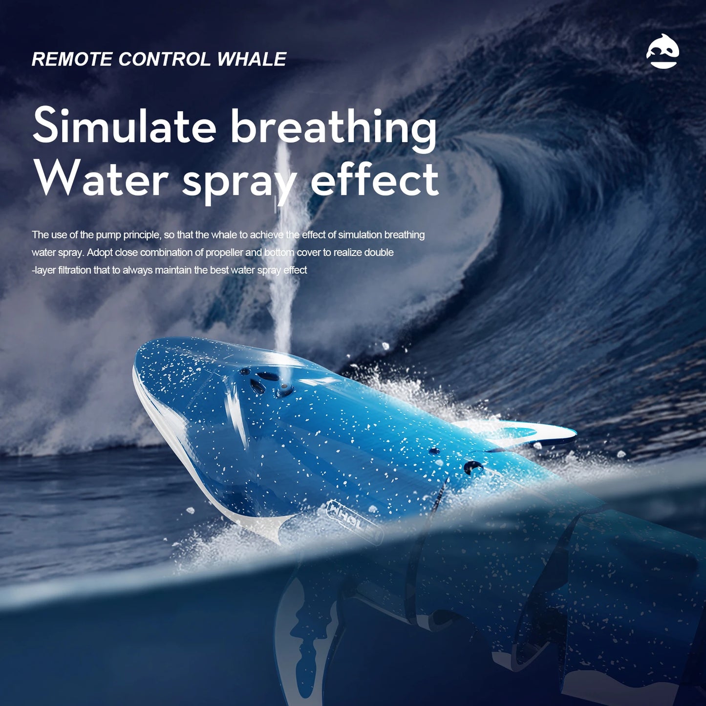 RC Whale Remote-Control Submarine Animal Underwater Simulation Water Spray Robot Electric Boat Bathtube Waterproof  Toy Kid Gift