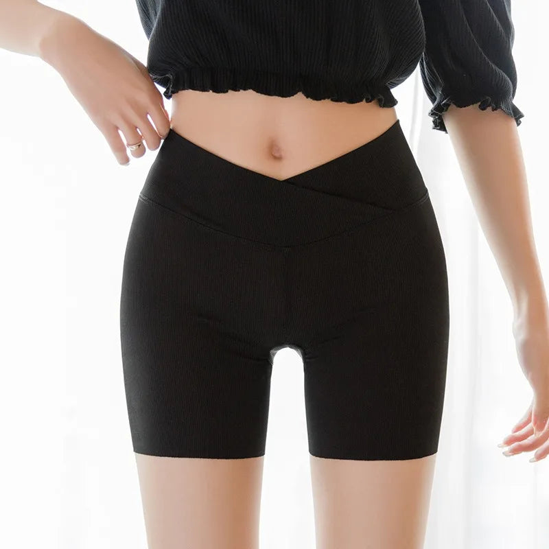 Women's Cross-Waist Ice Silk Yoga Shorts