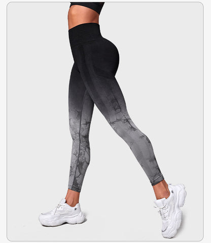 Sömlösa leggings med hög midja gradient för kvinnor med sömlös rumpa