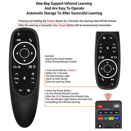 G10S Universal Voice Remote Control 2.4G Wireless Backlit IR Learning with Gyroscope Air Mouse Control for Android TV PC