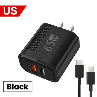 65W GaN USB C Charger Fast Charging Wall Charger For iPhone/Xiaomi/Samsung PD Type C Phone Adapter EU/US Plug