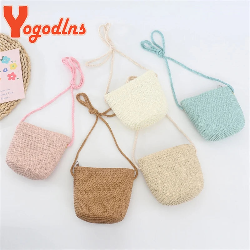 Yogodlns Flap Small Crossbody Shoulder Bag Women Straw Woven Beach Bag Ladies Rattan Handmade Knitted Bucket Mini Purse Handbags