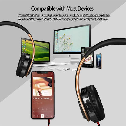 fone De Ouvido Estéreo HIFI Para Celular Xiaomi iPhone E Tablet Samsung, Com Bluetooth Para Música, FM E Com Support De Cart?o