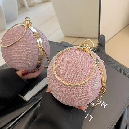 Circular Ring Portable Evening Bags Metal Sliver Round Ball Handbags For Lipstick Elegant Luxury Clutch Purse Wedding Wallets