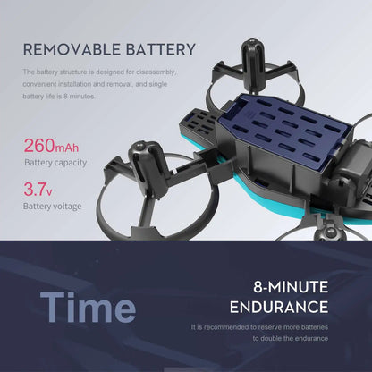 Blå 2BA 2.4G Mini RC Stunt Drone GT1 - Quadcopter i fickstorlek med huvudlöst läge, 360° rullar och professionella funktioner, perfekt för barnleksaker och presenter