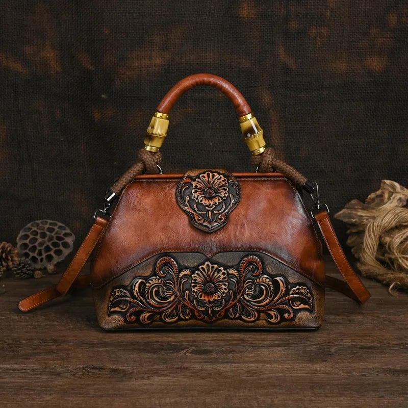 MOTAORA Luxury Bag: Handmade, Leather, Vintage Carved