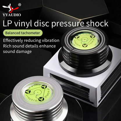 YYAUDIO Universal 60Hz LP Vinyl Record Player Disc Turntable Stabilizer with Level Aluminum Alloy Weight Clamp Music Player