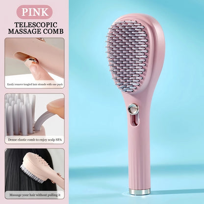 Self-Cleaning Hairbrush – Ergonomic Handle with Retractable Bristles, Anti-Static Hair Comb.