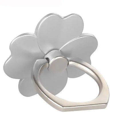 Four Leaf Clover Telefon Finger Ring Hållare för IPhone Samsung Metal Grip 360° Rotation Desktop Mobiltelefon Stand Mount Bracket