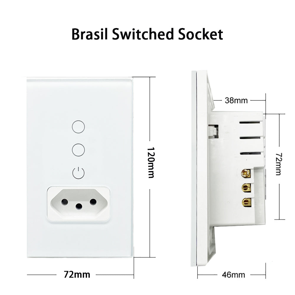 Melery Tuya Wifi Smart Brazil Ljusbrytare Vägguttag Stickkontakt Uttag Touch Sensor Glaspanel Fjärrkontroll från Alexa Dot Google Home