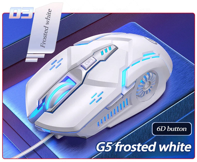 UTH G5 Six key 3200PDI wired illuminated gaming mouse, e-sports mechanical mute computer accessories