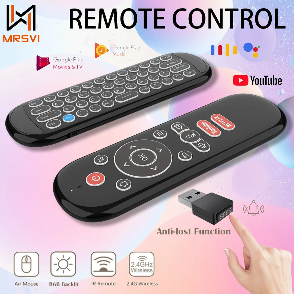 W1 PLUS Air Mouse Remote Control 2.4G RF Wireless Mini Keyboard Smart Gyroscope Keyboard Sense Anti-loss IR for  Android TV Box