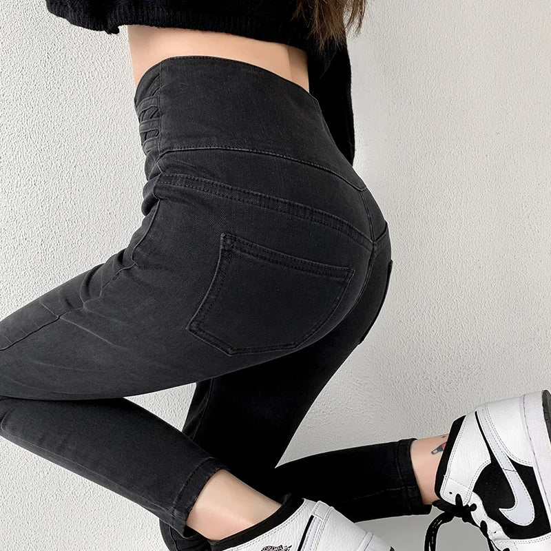 ZOENOVA Stretchjeans Dam 2022 Push Up Sexig Retro Hög midja Skinny Mamma Byxor Koreanskt Mode Jeansbyxor Femme Vår Ny