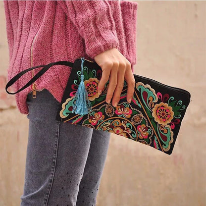 Ethnic Style Envelope Bag For Women Handbags Female Phone Purse Retro Fashion Embroidered Wristlet Bags Wallet sac à main