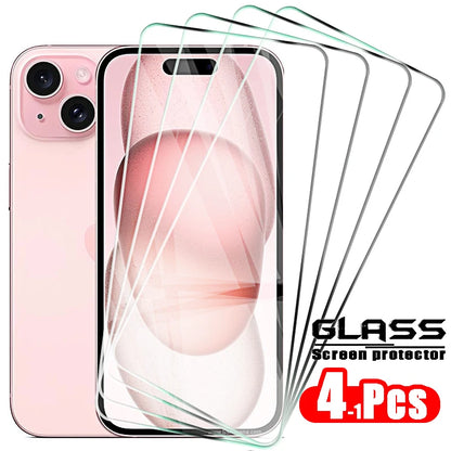 2pcs-HD Screen Protector and Case with Tempered Glass for iPhone Models