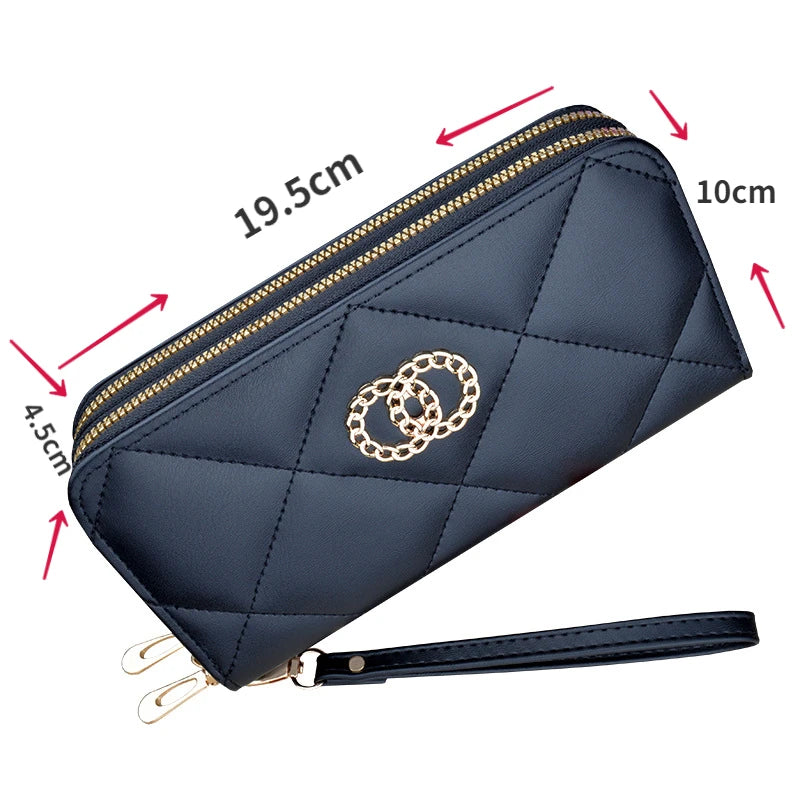 Women's Long Wallet – Double Zipper, Large Capacity Handbag with Double Layer Design, Fashionable and Practical Mobile Case