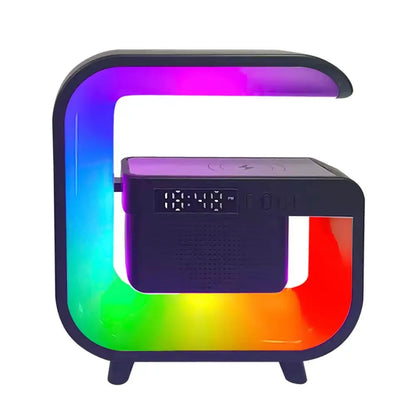 Multifunction Wireless Charger Stand – Bluetooth 5.0 Speaker, FM, TF, RGB Night Light, Fast Charging for iPhone & Samsung