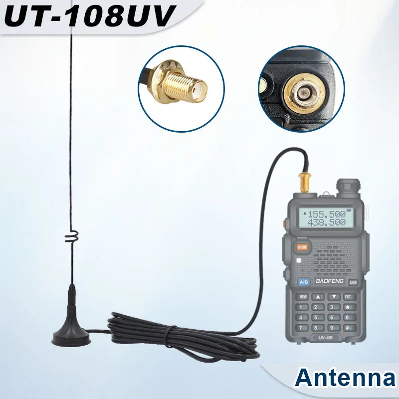 UT-108UV Walkie Talkie Bilantenn Magnetisk SMA-F Dual Band UHF VHF för Baofeng UV-5R TYT WOUXUN Quansheng UV-K5 8 Two Way Radio