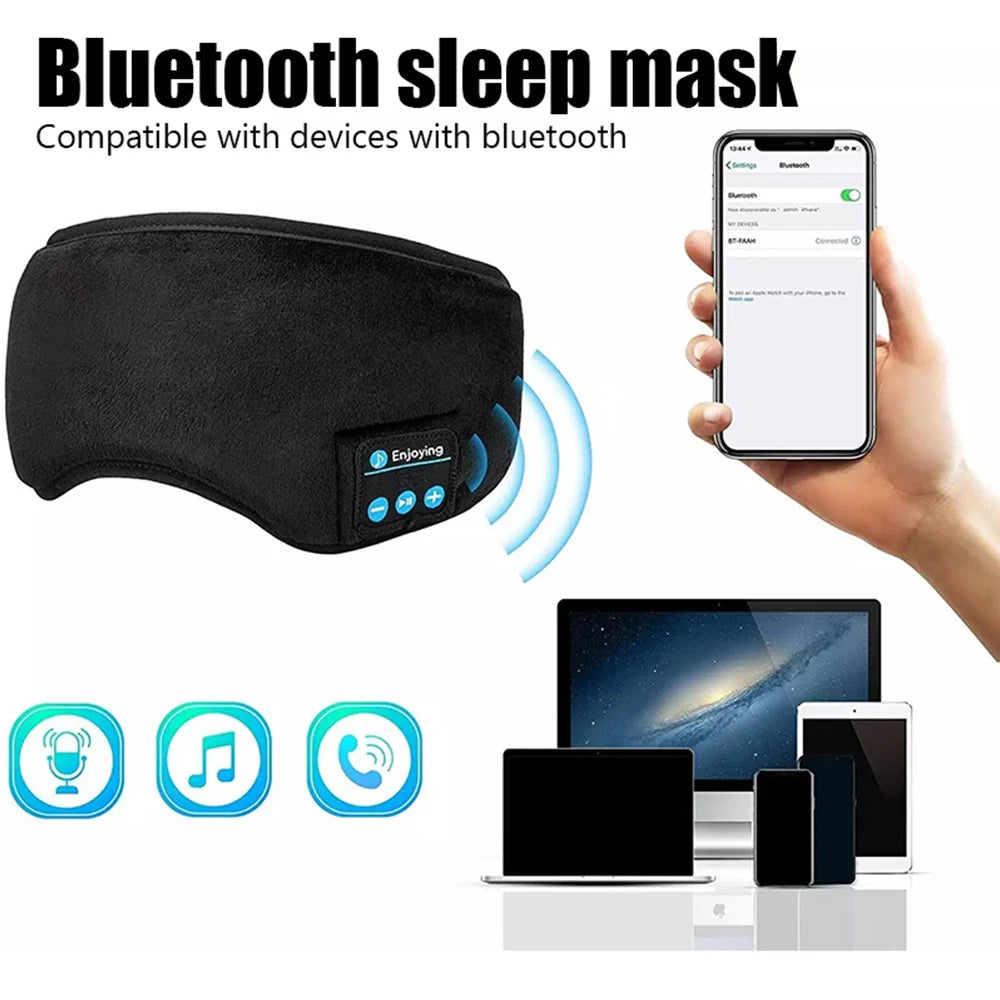 fone Bluetooth-hörlurar Sport Sova Pannband Elastiska Trådlösa hörlurar Musik Ögonmask Trådlöst Bluetooth Headset Pannband