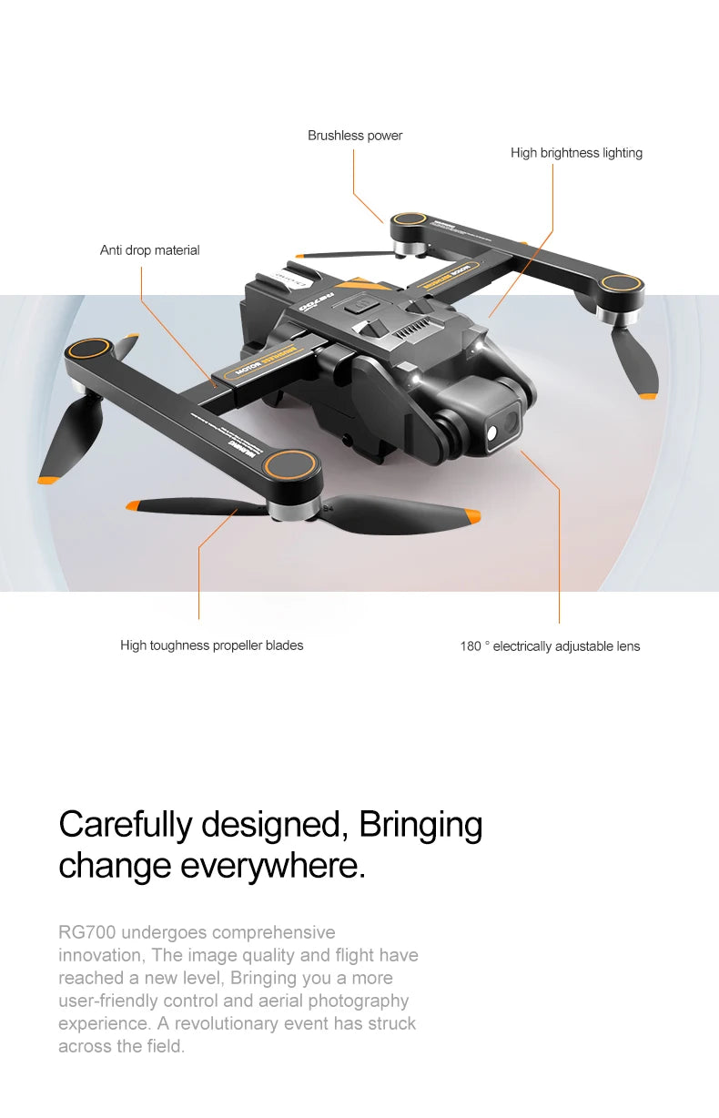 RG 700Pro RC Drone GPS Obstacle Avoidance Aerial Photography HD Dual Camera Quadcopter Brushless Motor Helicopter Kid Adult Toy