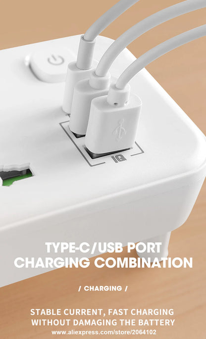 EU UK AU US Plug AC Outlet Power Strip Multiprise Vägguttag Universal Nätverksfilter USB Cherger Separat Switch Ljusadapter