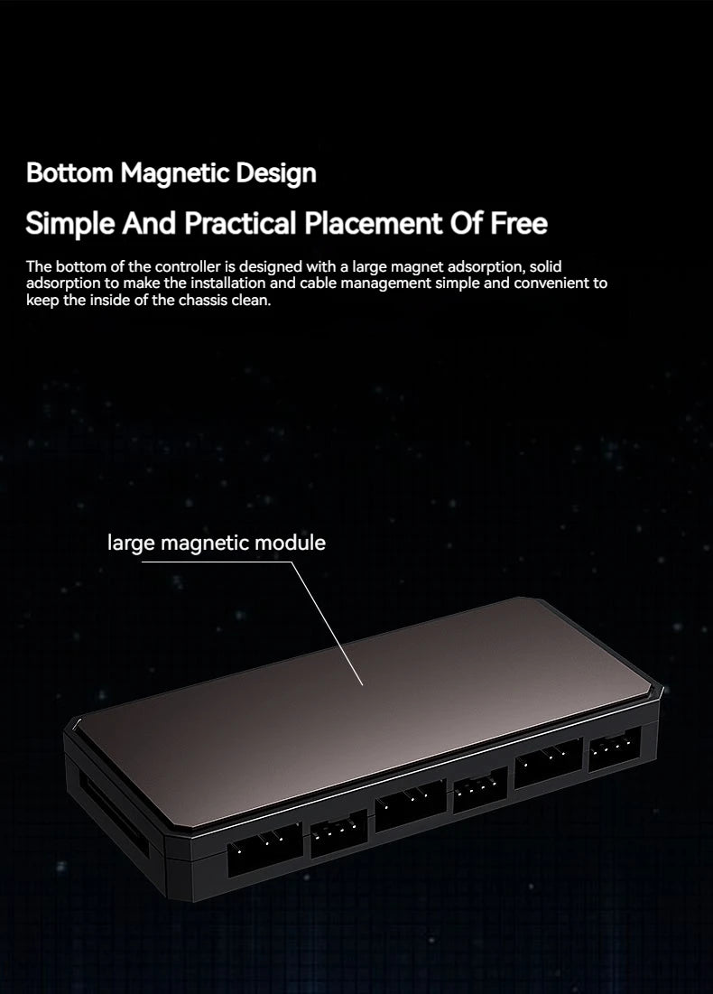 TEUCER ARGB-kontroller 1 till 10 4-stifts PWM kylfläktnav Sata-driven magnetsugnav Adresserbar RGB-delare för PC-fodral